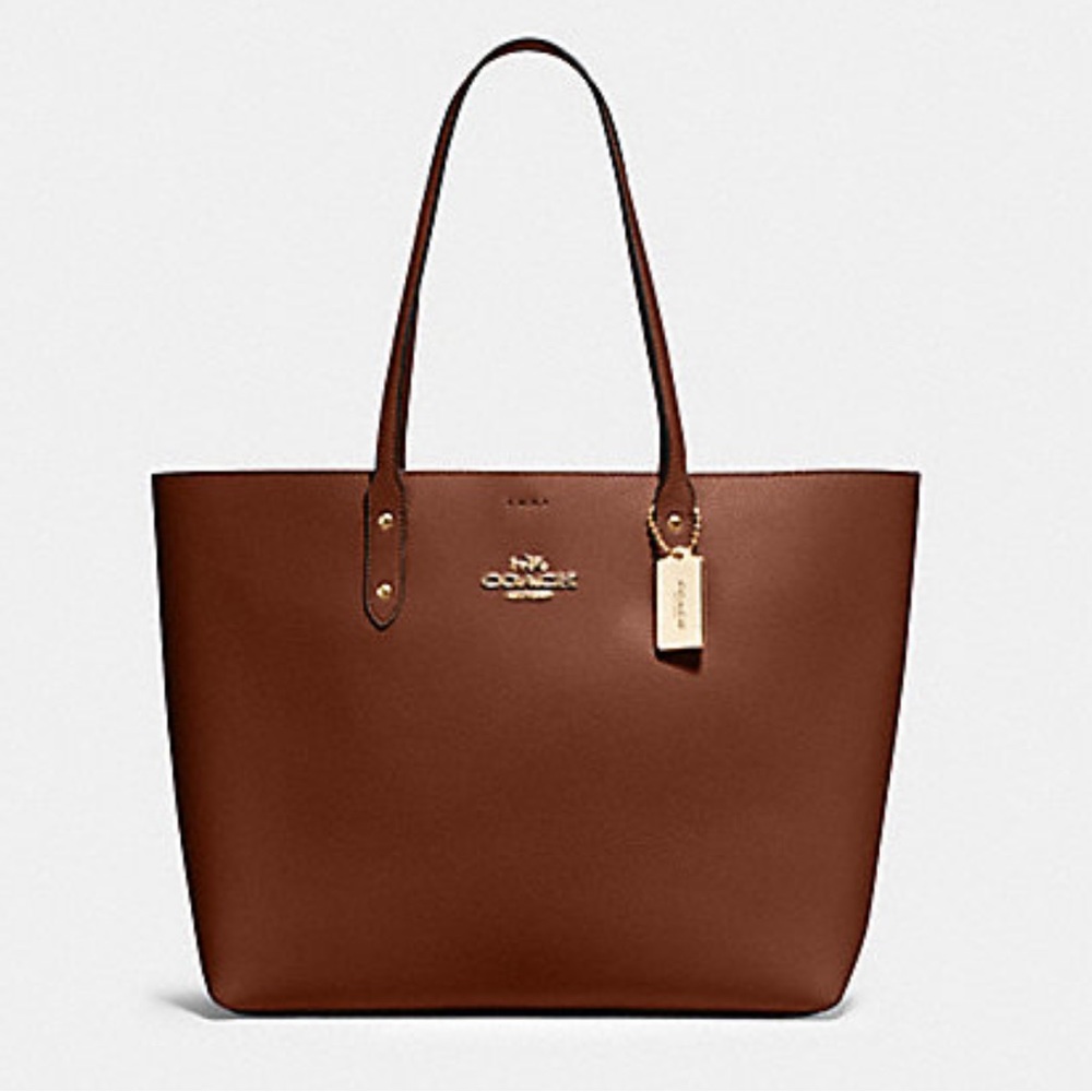 Coach Leather Town Tote Bag Wine 72673